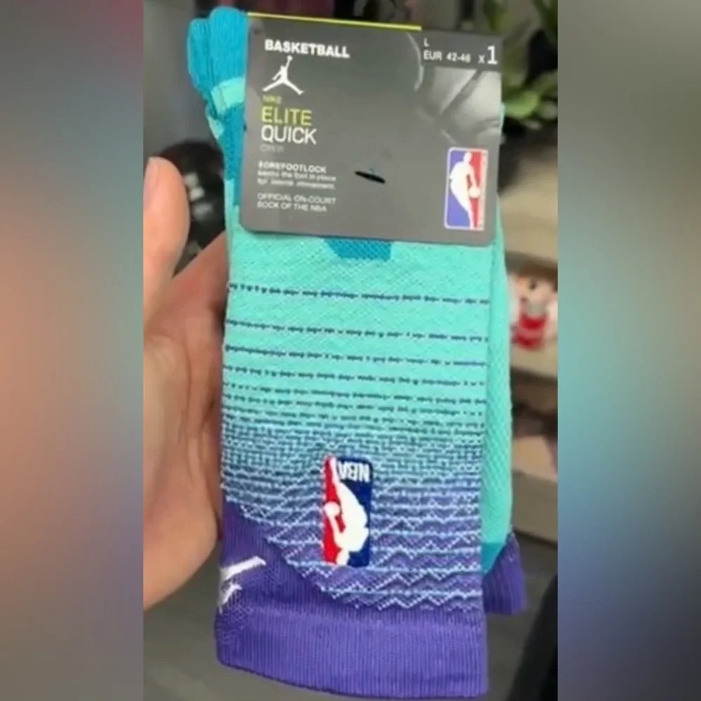 Nike Elite Crew NBA Basketball Sock Purple Turquoise - NEW - MENS LARGE